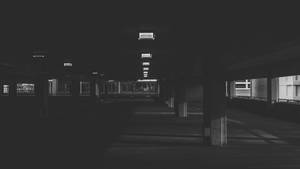 Monochrome Underground Parking Wallpaper