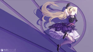 Monogatari Shinobu Purple Digital Art Wallpaper