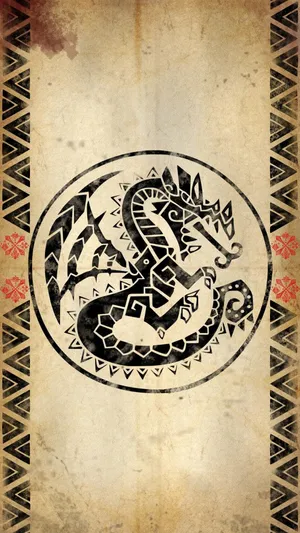 Monster Hunter Iphone Tribal Dragon Logo Wallpaper