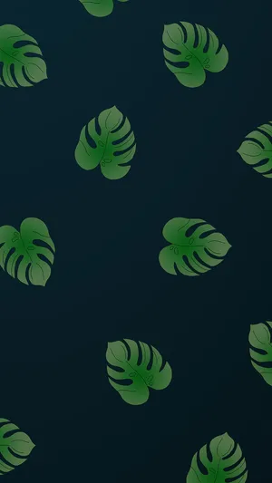 Monstera Leaves Dark Blue Digital Illustration Wallpaper