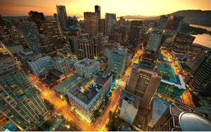 Montreal City Panoramic Aerial View Wallpaper