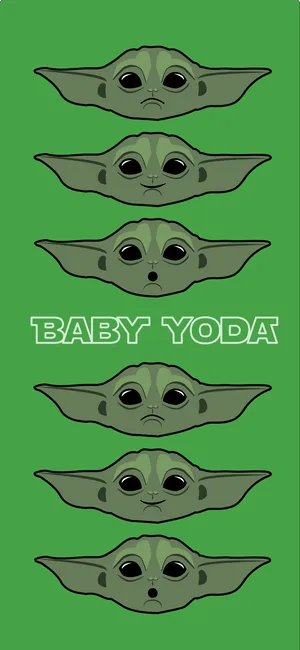 Mood Faces Baby Yoda Cartoon Wallpaper