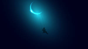 Moon 4k Child Swinging Blue Aesthetic Wallpaper