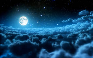 Moon And Stars Sea Of Clouds Wallpaper