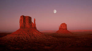 Moon Over Monument Valley Wallpaper