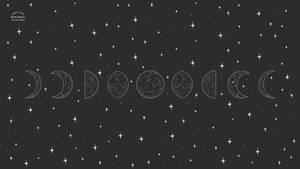 Moon Phases Line Art Wallpaper