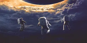 Moonfall Astronaut In Dark Skies Wallpaper