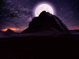 Moonlight 4k Behind Mountain Rock Wallpaper