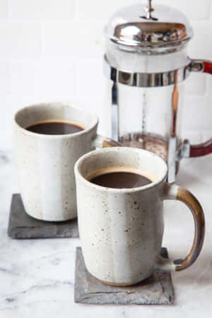 Morning Coffee French Pressand Mugs.jpg Wallpaper