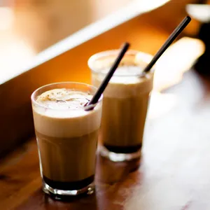 Morning Coffee Glasses With Straws Wallpaper