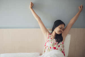 Morning Stretch Woman Waking Up Wallpaper