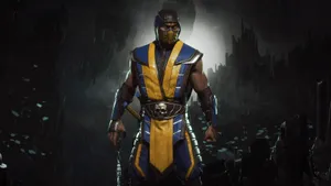 Mortal Kombat 11 Scorpion Dark Cave Wallpaper