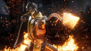 Mortal Kombat 11 Scorpion Spear Fire Wallpaper