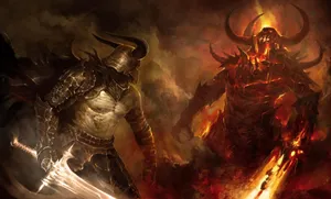 Most Badass Knight Vs Demon Face-off Wallpaper