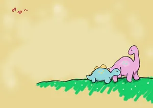 Mother And Baby Cute Dino Wallpaper