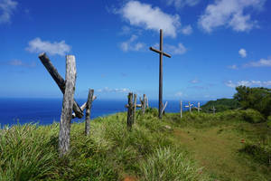 Mount Jumullong Manglo Cross Guam Wallpaper