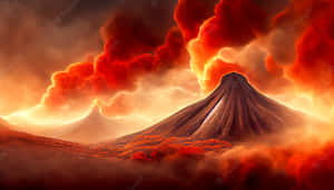 Mount Tambora Vector Art Wallpaper