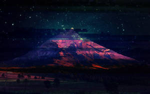 Mountain Landscape Night Glitch Wallpaper