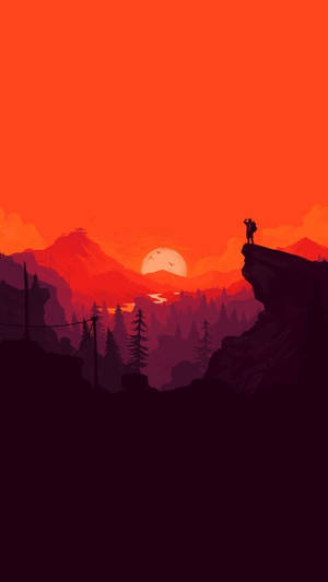 Mountain Sunset Simple Phone Wallpaper