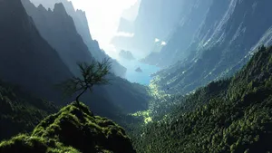 Mountain Valley River View Wallpaper