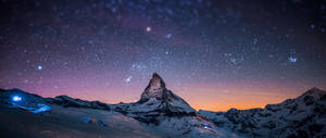Mountain With Pastel Galaxy Wallpaper