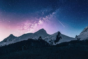 Mountains And Starry Sky Hd Landscape Desktop Wallpaper