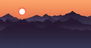 Mountains Sunset Silhouette Digital Art Wallpaper