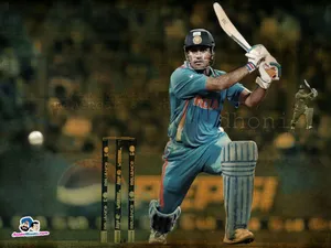 Ms Dhoni Forward Stance Batting Wallpaper