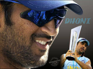Ms Dhoni Icc Championship Trophy Wallpaper