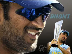 Ms Dhoni Icc Championship Trophy Wallpaper