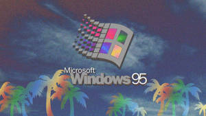 Ms Windows 95 Rainbow Palm Trees Wallpaper
