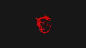 Msi Minimalist Red Dragon On Black Background Wallpaper