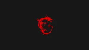 Msi Minimalist Red Dragon On Black Background Wallpaper