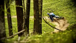 Mtb Rider Slippery Forest Trail Wallpaper