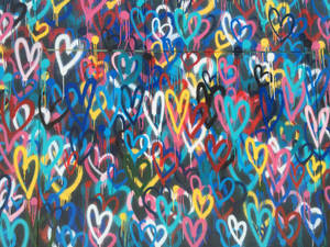 Multicolored Heart Street Art Wallpaper