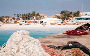 Multicolored Nets In Cape Verde Beach Wallpaper