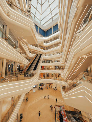 Multiple Floors Shopping Mall Wallpaper