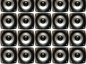 Multiple Wall Metal Sound Speakers Illustration Wallpaper