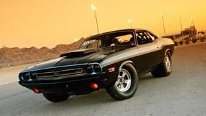 Muscle Car Near Streetlamps Wallpaper