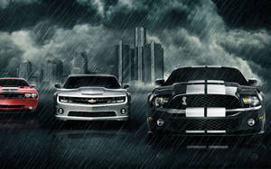 Muscle Car Under The Rain Wallpaper