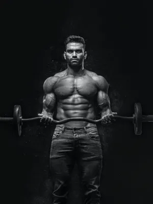 Muscular Man With Barbell Wallpaper