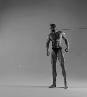 Muscular Model Giga Chad Posing Confidently Wallpaper