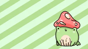 Mushroom Cap Frog Illustration Wallpaper