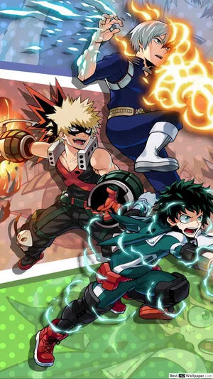My Hero Academia - Deku, Todoroki, And Bakugou Forge New Bonds Wallpaper