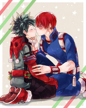 My Hero Academia Izuku And Shoto Kiss Wallpaper