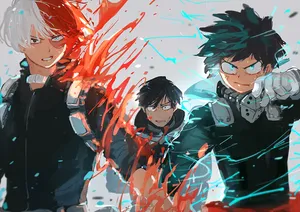 My Hero Academia Shoto, Iida, And Izuku Wallpaper