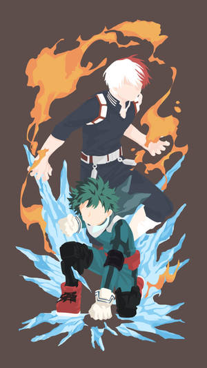 My Hero Academia Todoroki And Deku Minimalist With Powers Wallpaper