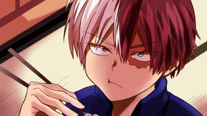 My Hero Academia Todoroki Eating With Chopsticks Wallpaper