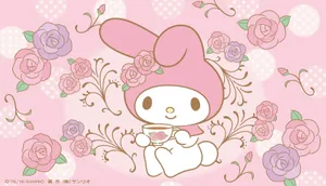 My Melody Desktop Pink And Purple Flowers Wallpaper