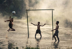 Myanmar Kids Playing Soccer Wallpaper